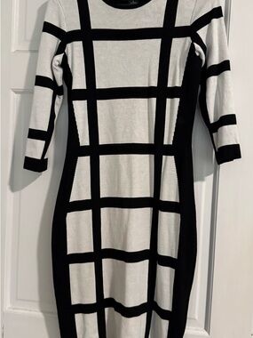 Liz Claiborne Black and White Grid Sheath Dress